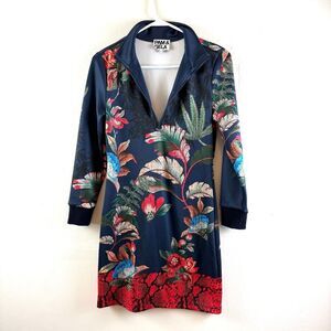 PAM & GELA Bye Birdie Track Dress Art to Wear Athleisure Golf Women's Size Small